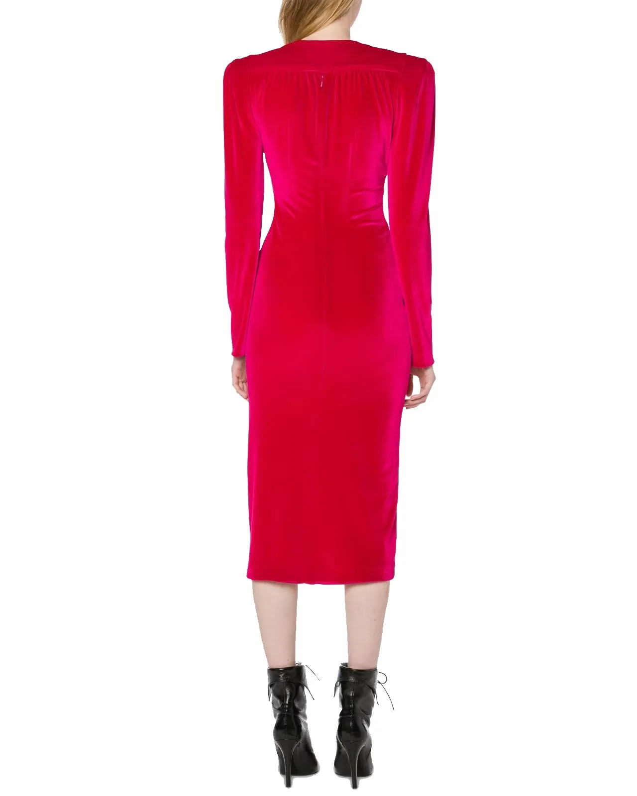 Abito midi velluto rosso