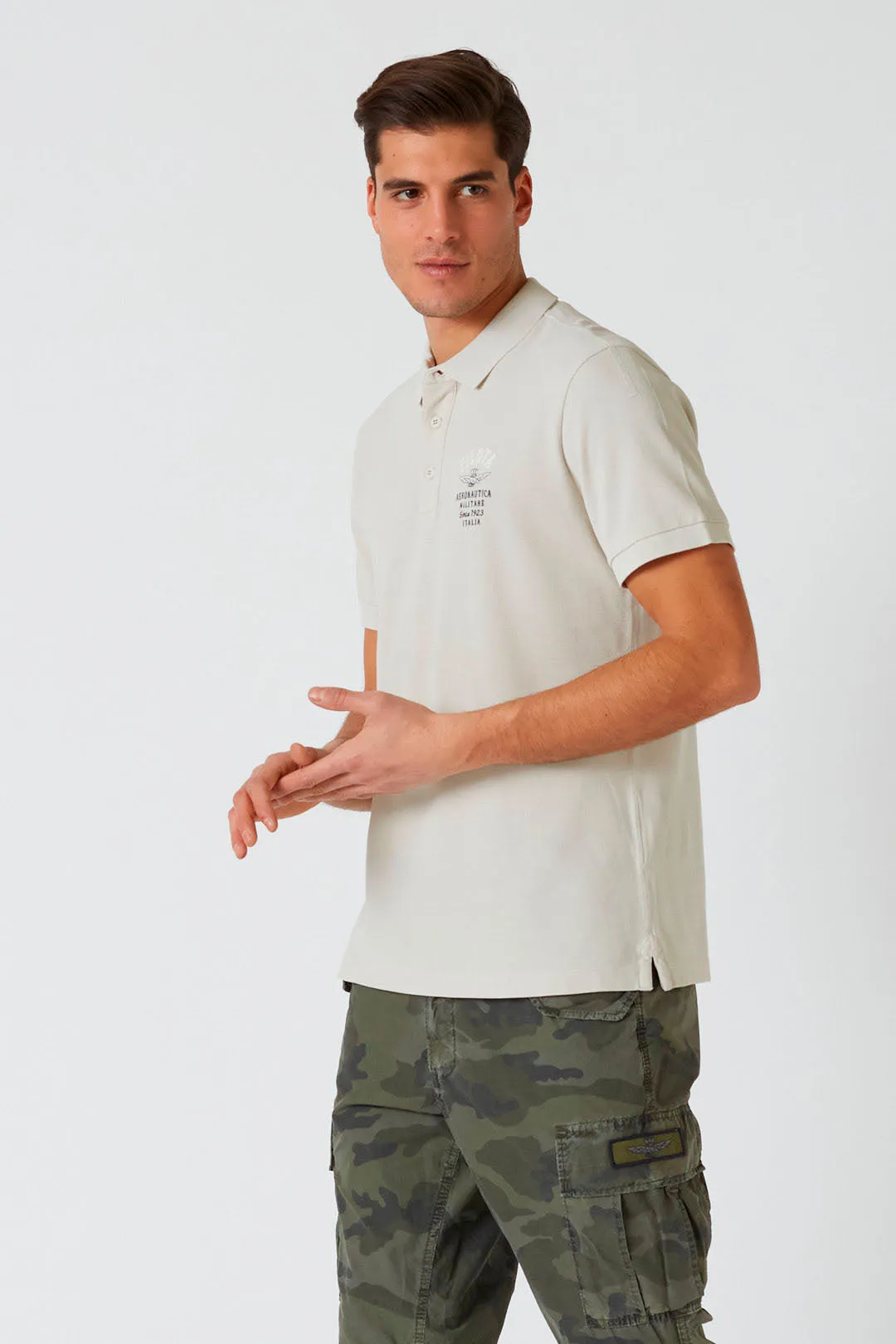 Aeronautica Militare Stone Washed Cotton Polo Shirt / Grey