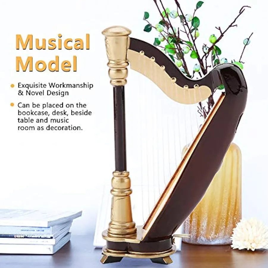 Arpa in Miniatura, Replica di Arpa in Miniatura in Legno con Custodia Regalo Modello di Strumento Regali Musicali Ornamenti Deco