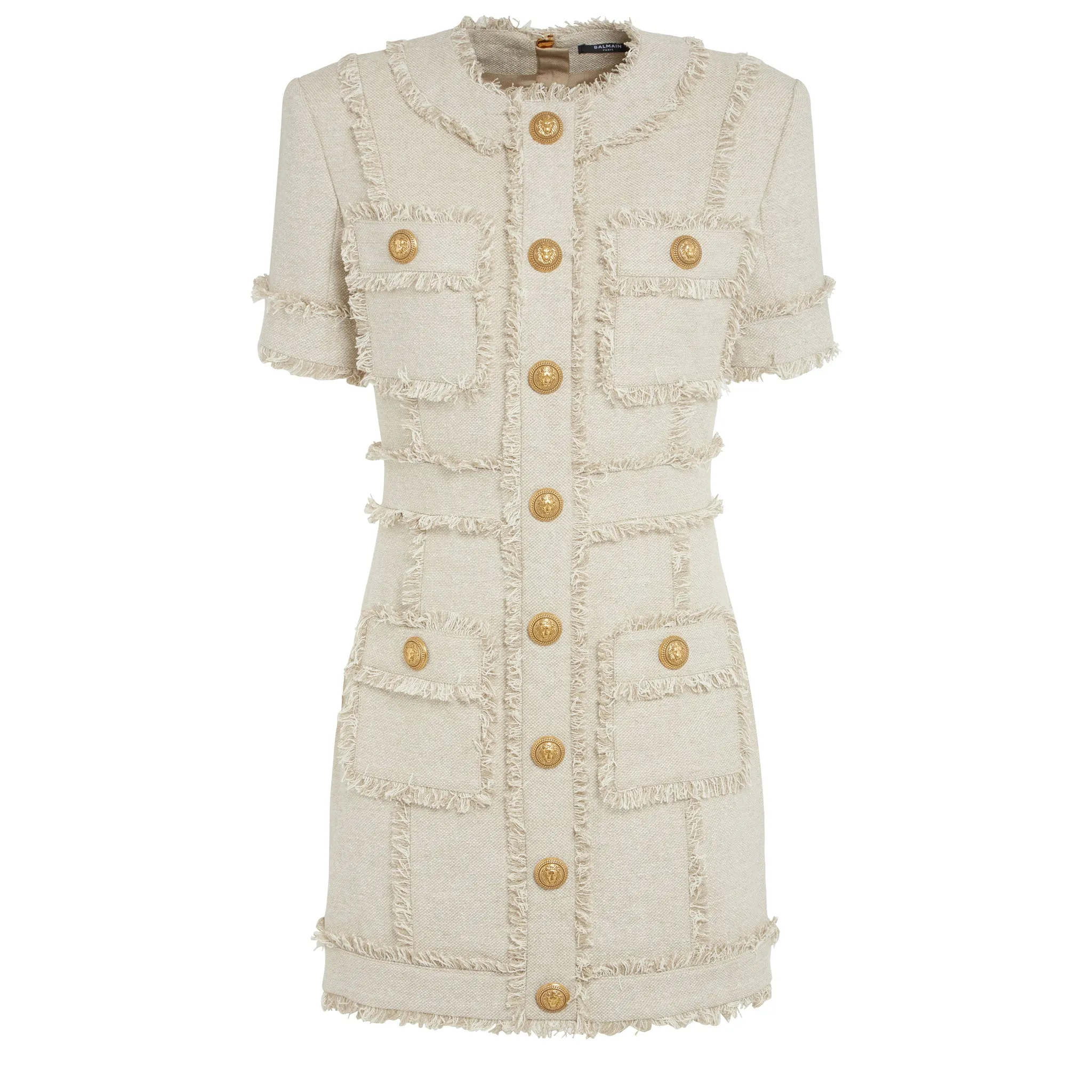 BALMAIN  Abito in tessuto beige