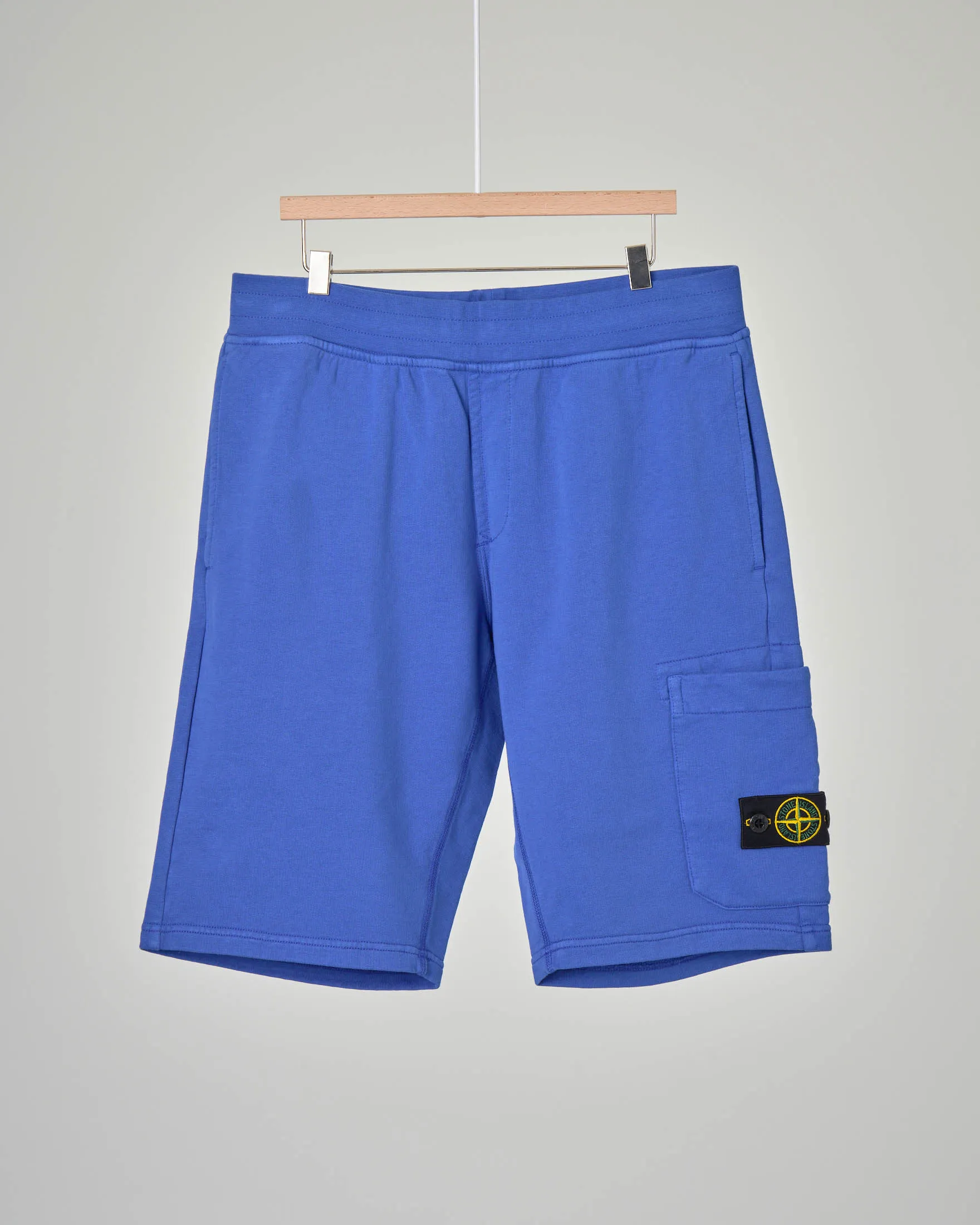Bermuda blu royal in felpa con tascone e logo applicato 10-12 anni