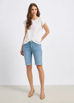 Bermuda in denim di misto cotone donna
