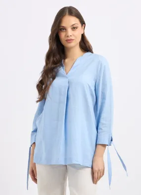 Blusa chambray in misto lino donna