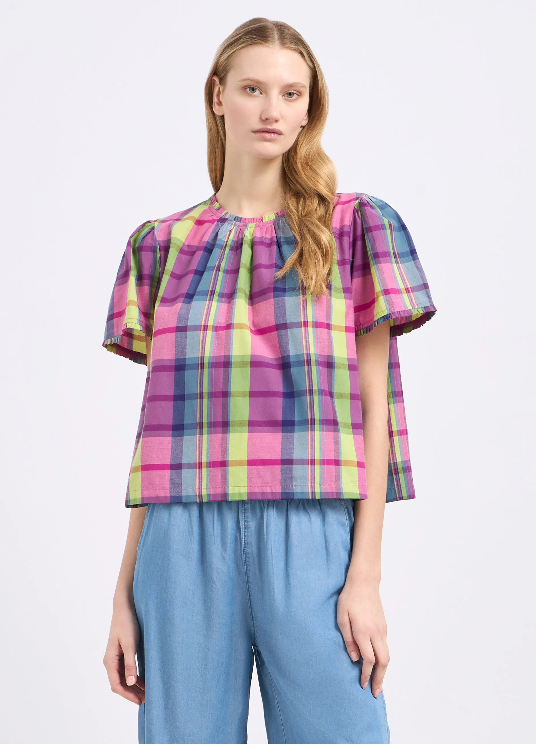 Blusa multicolor in misto cotone donna