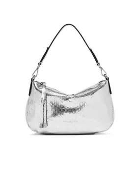 Borsa Nadia pelle laminata argento