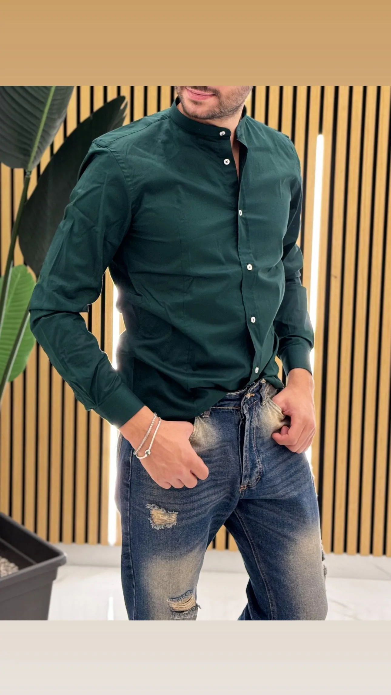 Camicia Slim Fit Collo Coreano