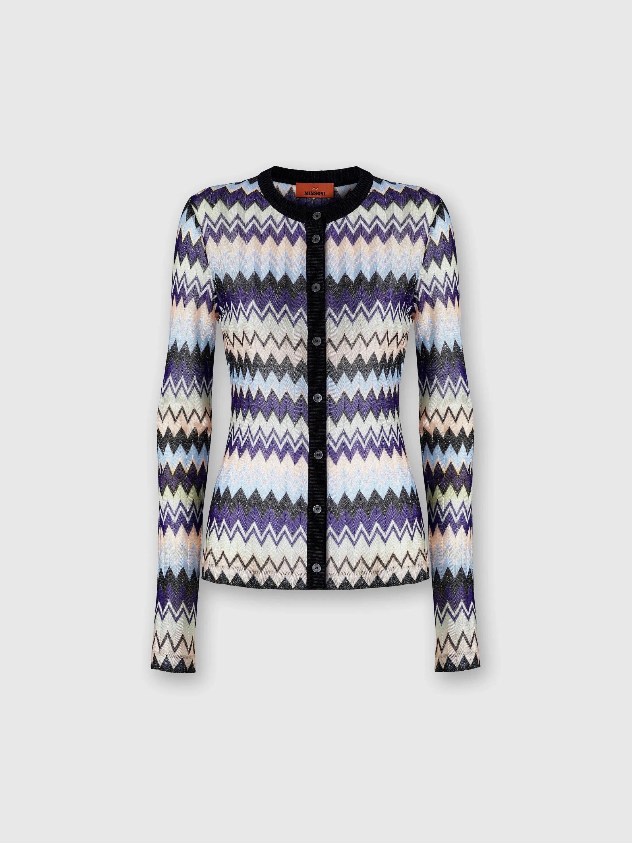 Cardigan in viscosa zig zag lamé