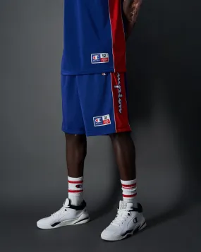 Champion Shorts In Tessuto Mesh Logo USA Blu Uomo