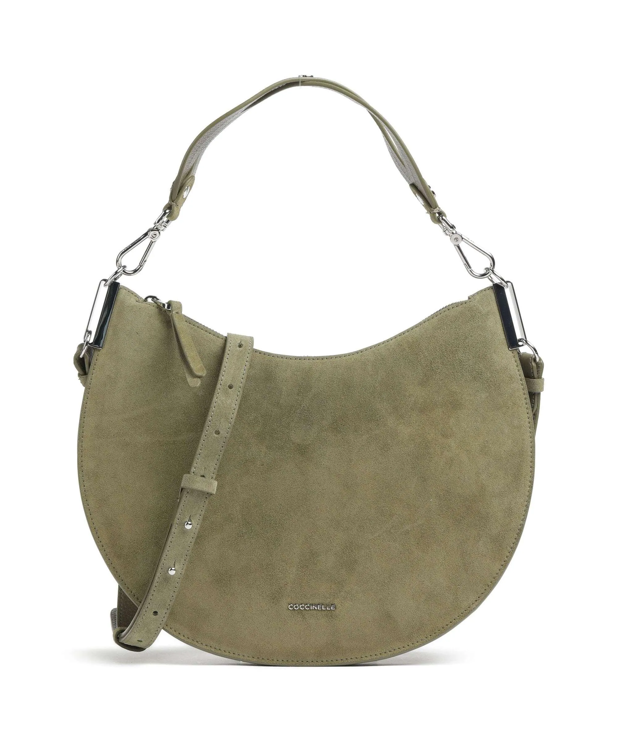  Coccinelle Sunup Suede Borsa hobo pelle ruvida verde-oliva  