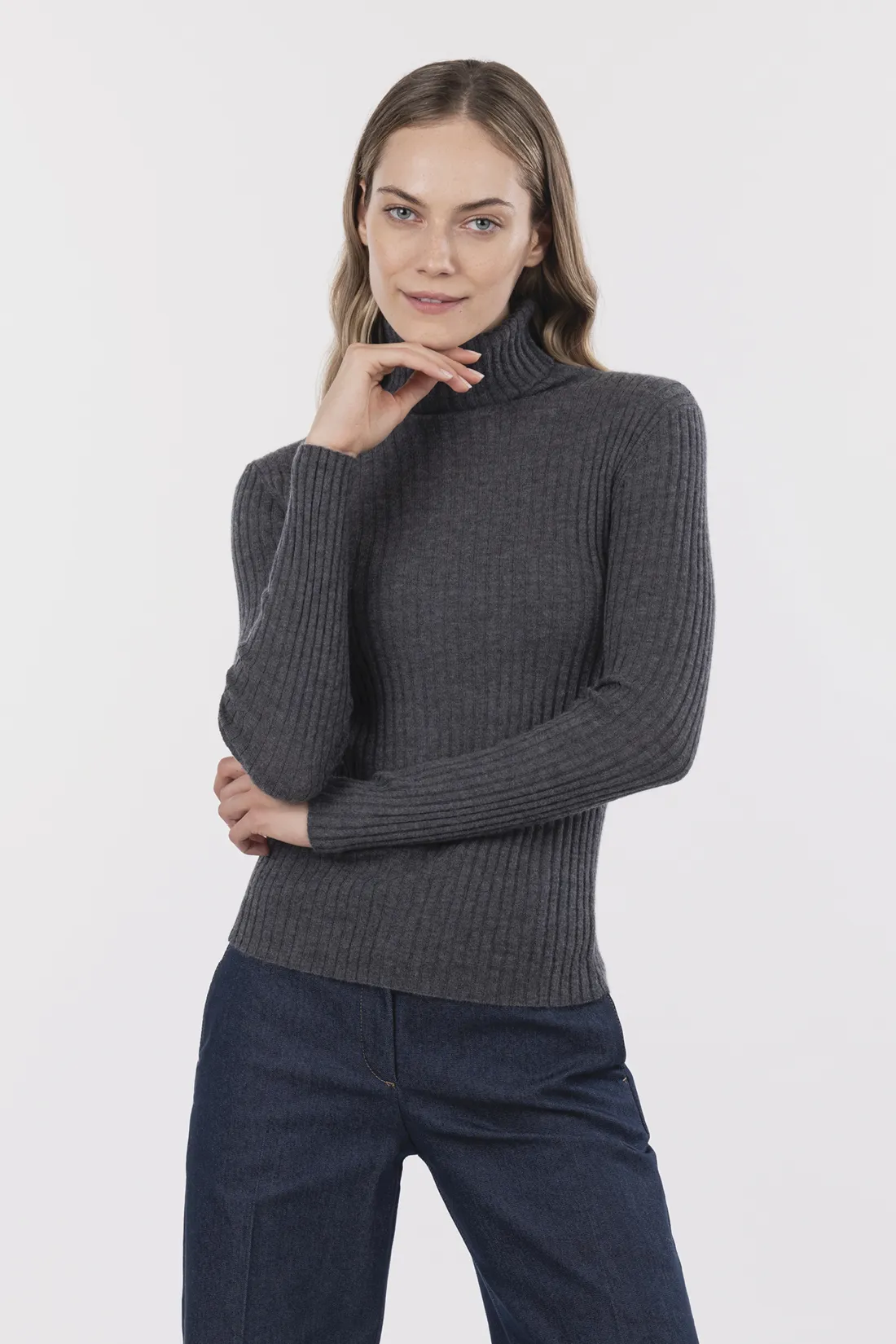Collo alto stretch baby cashmere