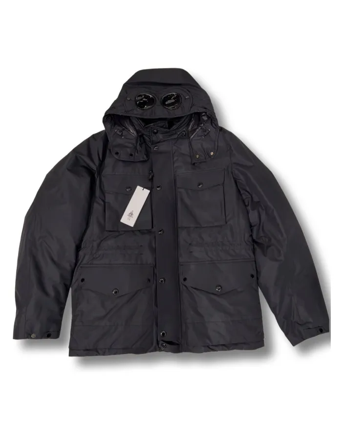 C.P. COMPANY Field Jacket Uomo 05CMOW091A 004275A W091A A-EE Poliestere con cappuccio dotato di occhiali 392 BLACK COFFEE