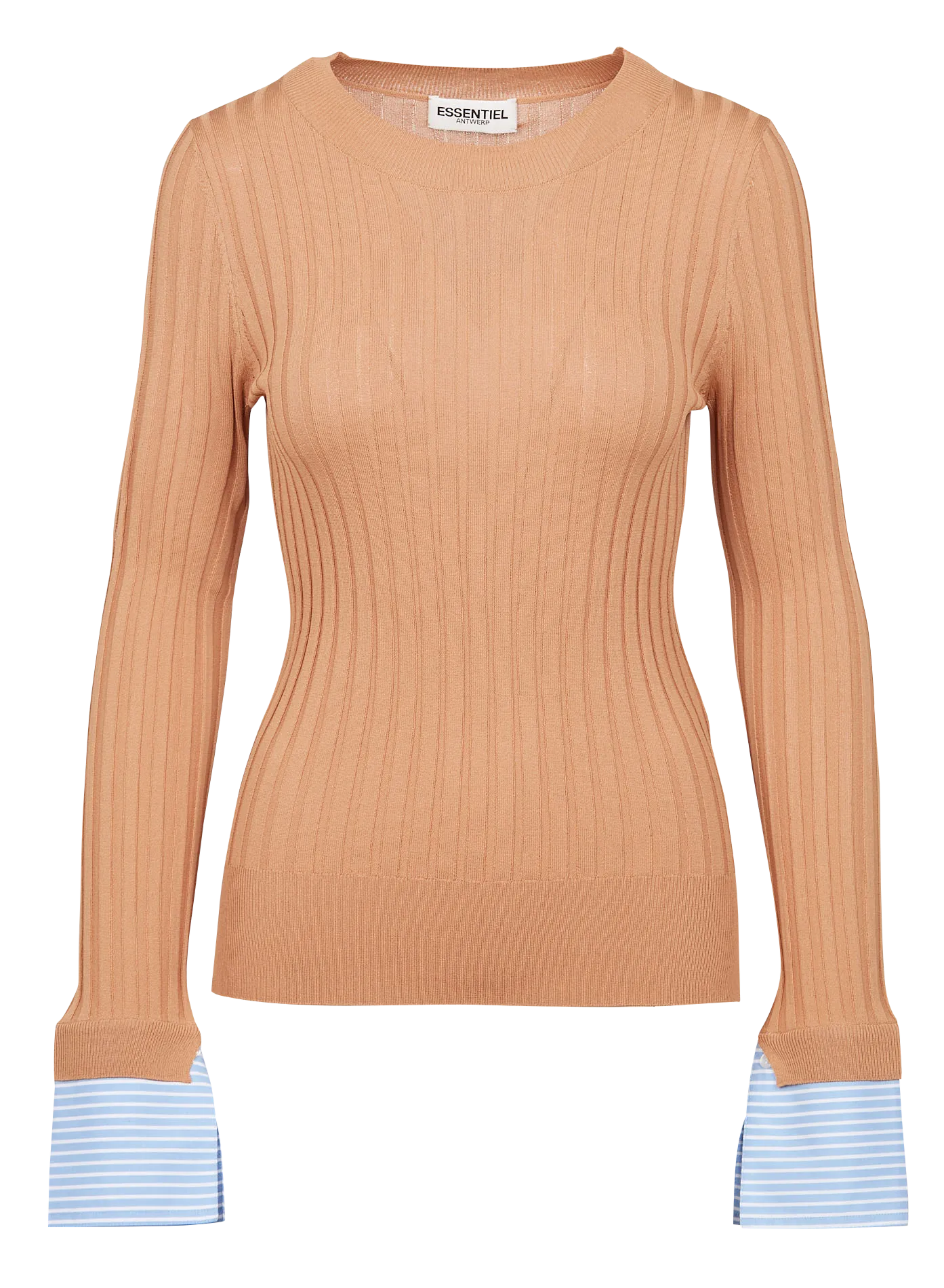  ESSENTIEL ANTWERP   BIRDS - Maglione scollo tondo in maglia a coste | Marrone