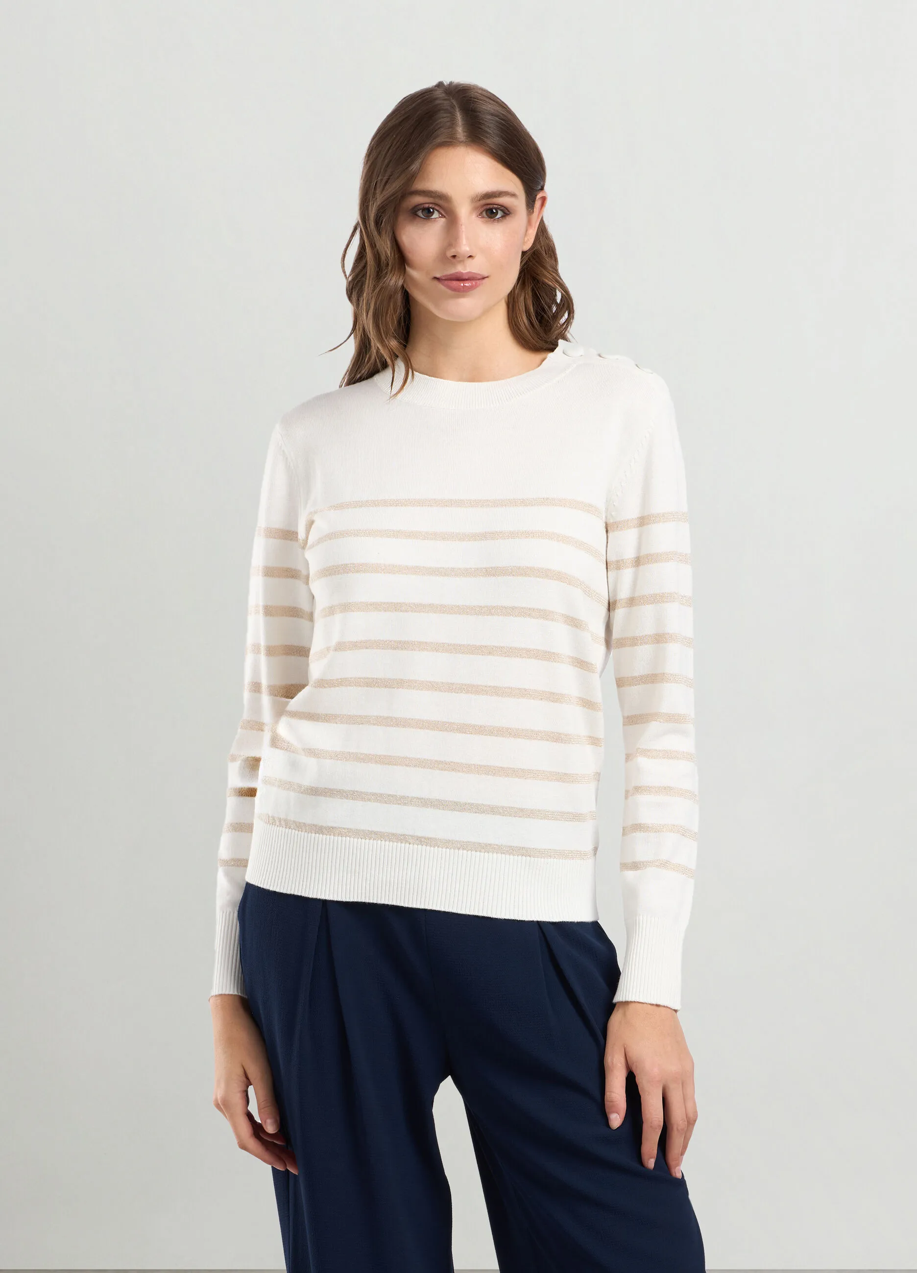 IWIE  Pullover in misto cotone a righe donna