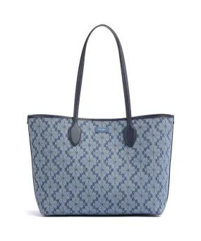  Kate Spade New York Spade Flower Jacquard Denim Borsa shopper tissu blu scuro  