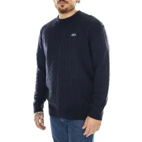 Lacoste Pullover AH8566-166 Blue - Maglione Girocollo Uomo Blu    