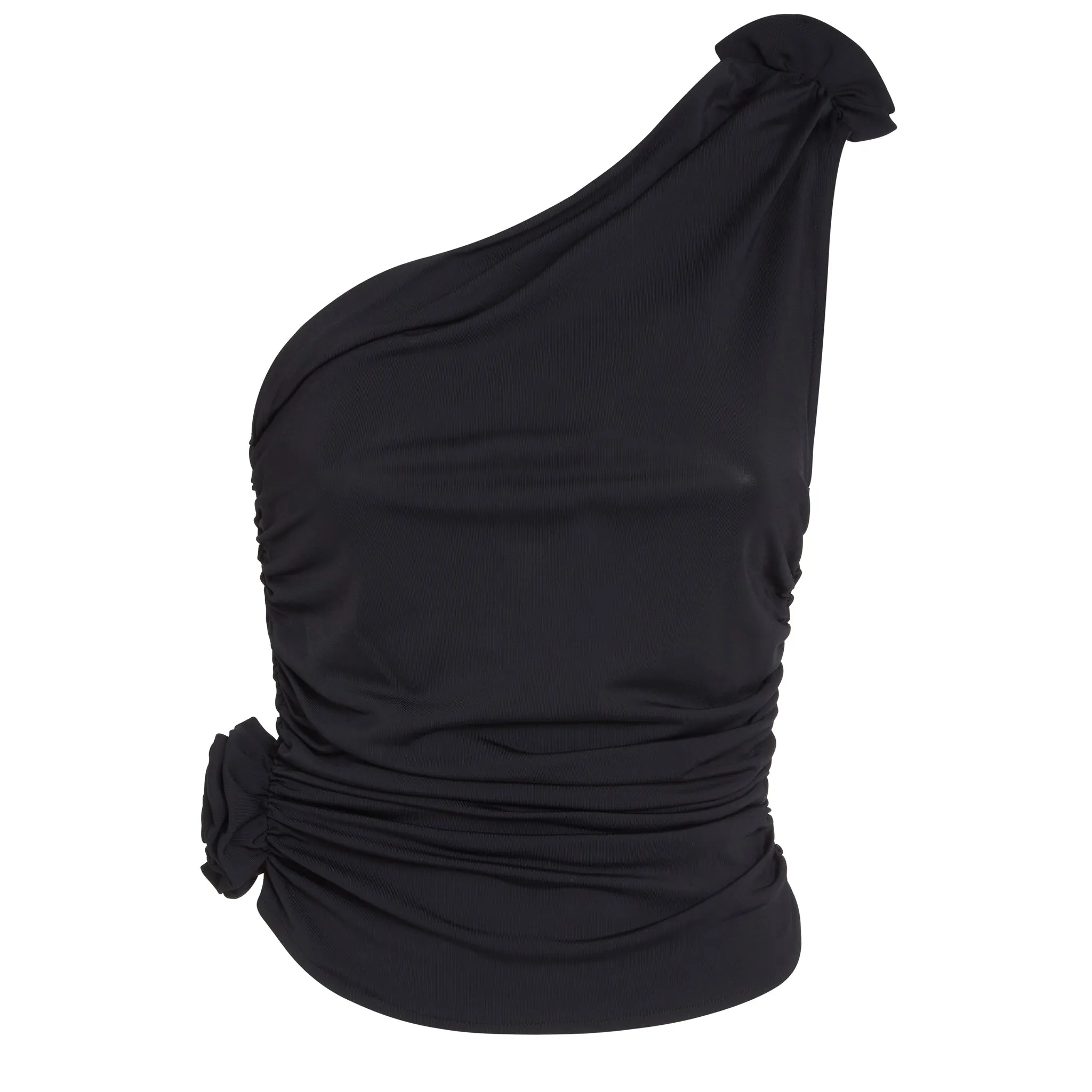 MAGDA BUTRYM  Top mono spalla in tessuto nero