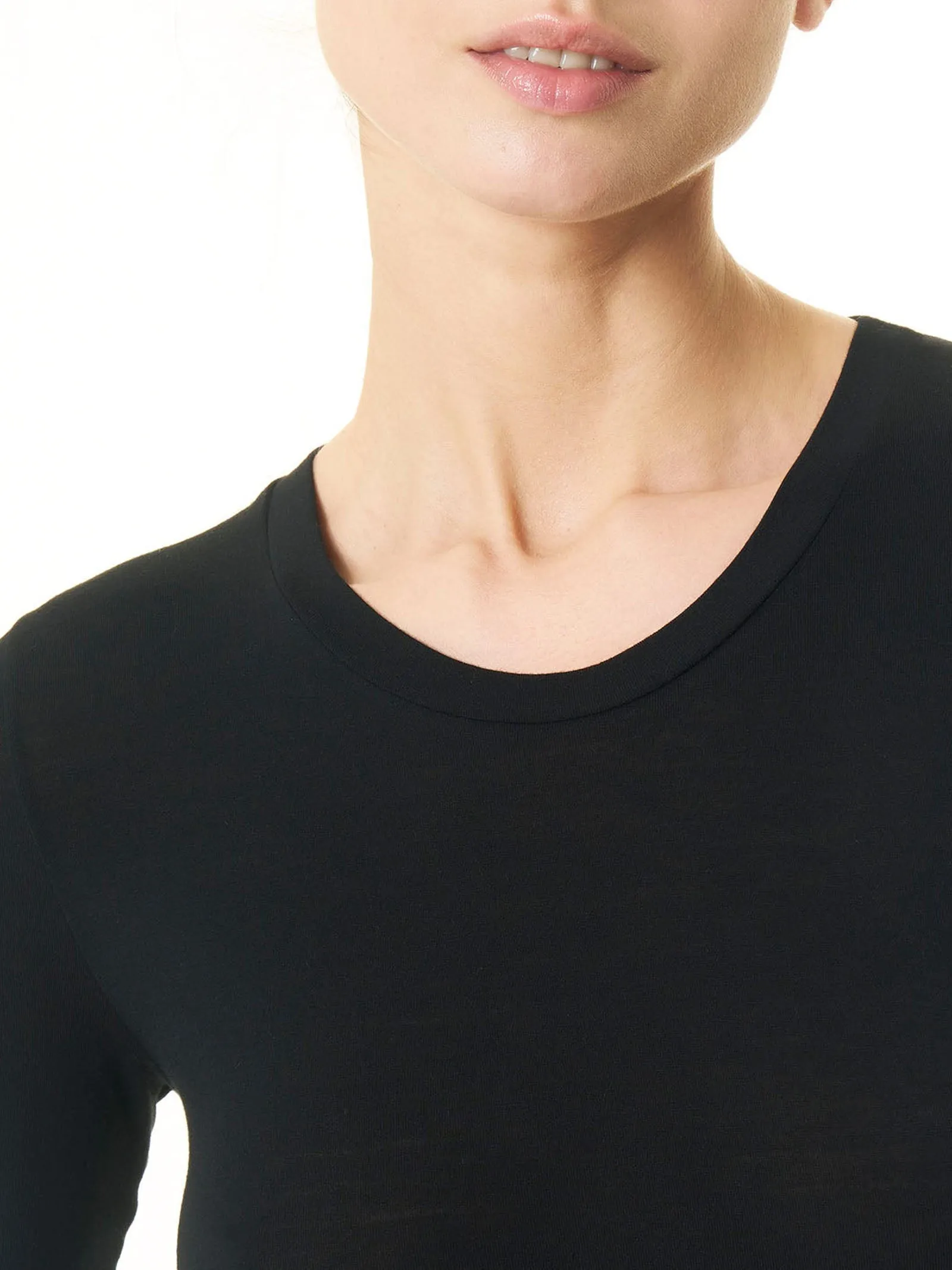 Maglietta girocollo in filato Tenderwool - Nero
