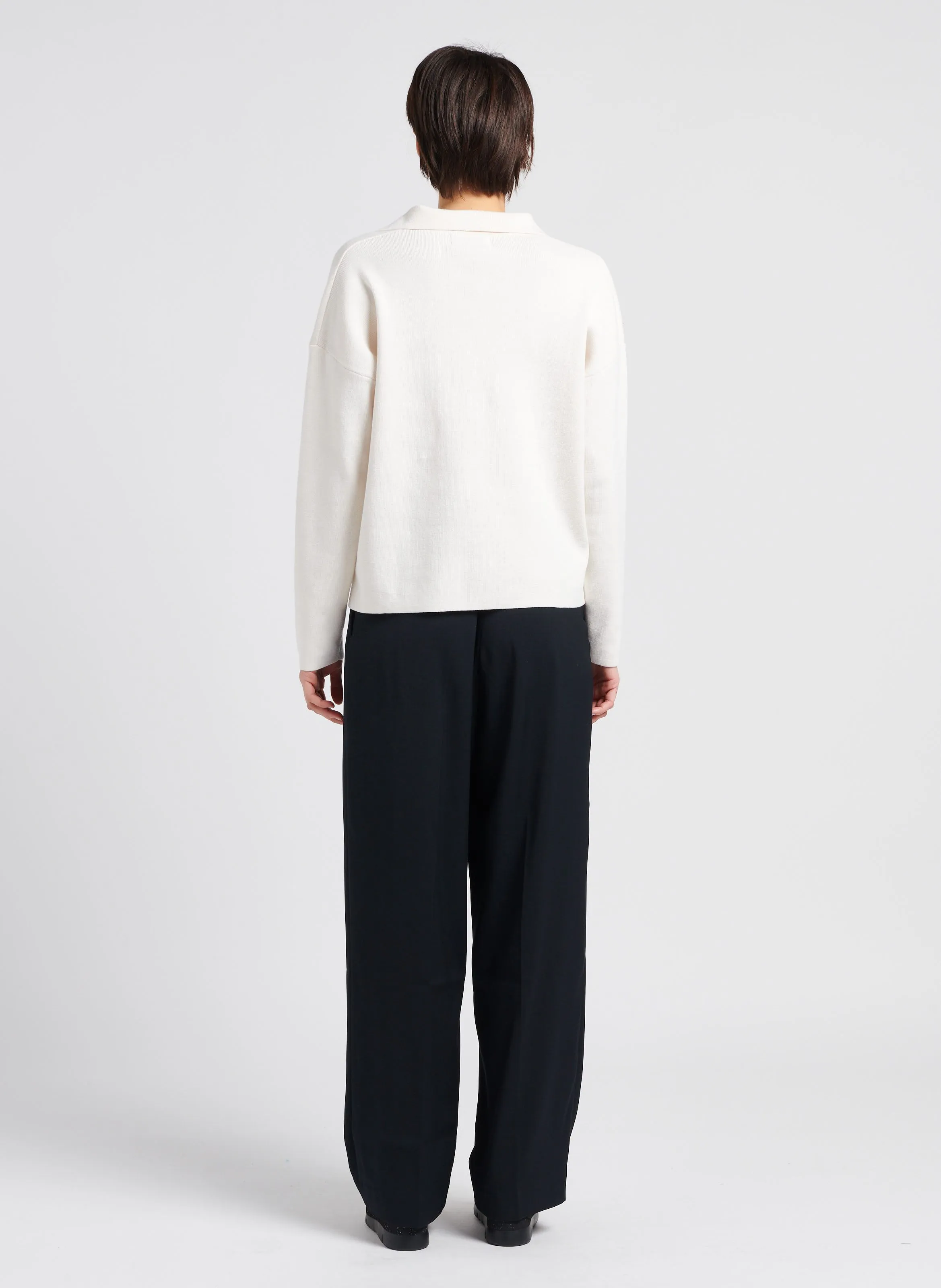  MAISON LABICHE   MONDOVIE AMOUR - Maglione scollo a V con revers in misto cotone | Bianco