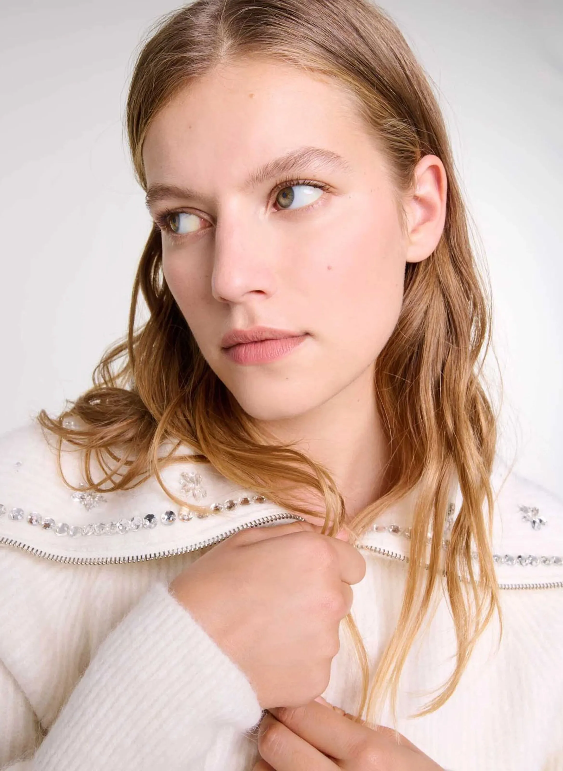  MAJE   Cardigan diritto in misto lana | Bianco