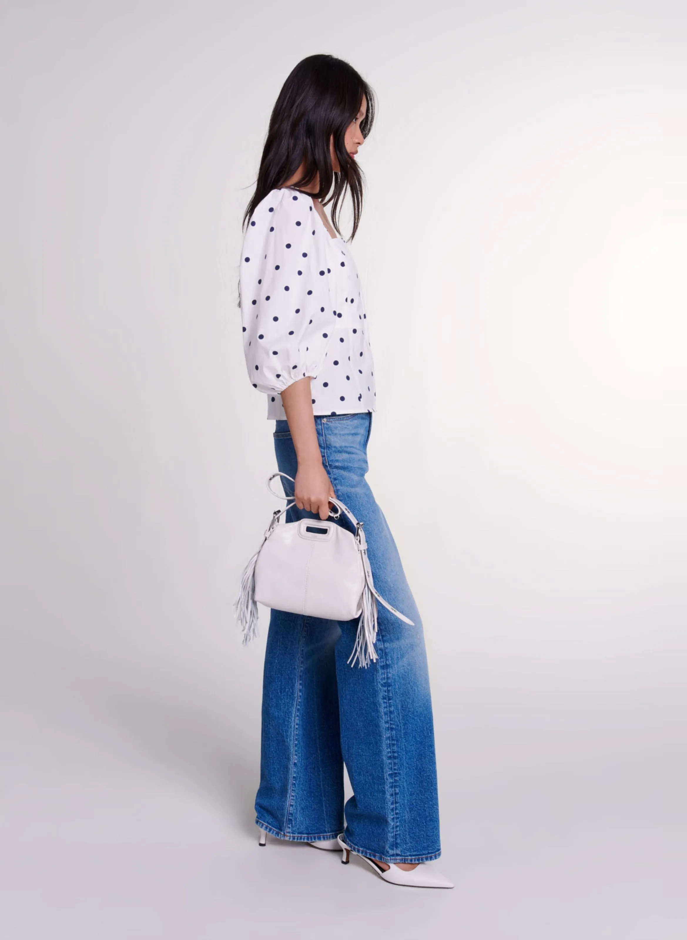  MAJE   Top slim fit in misto cotone con scollo quadrato | Multicolore