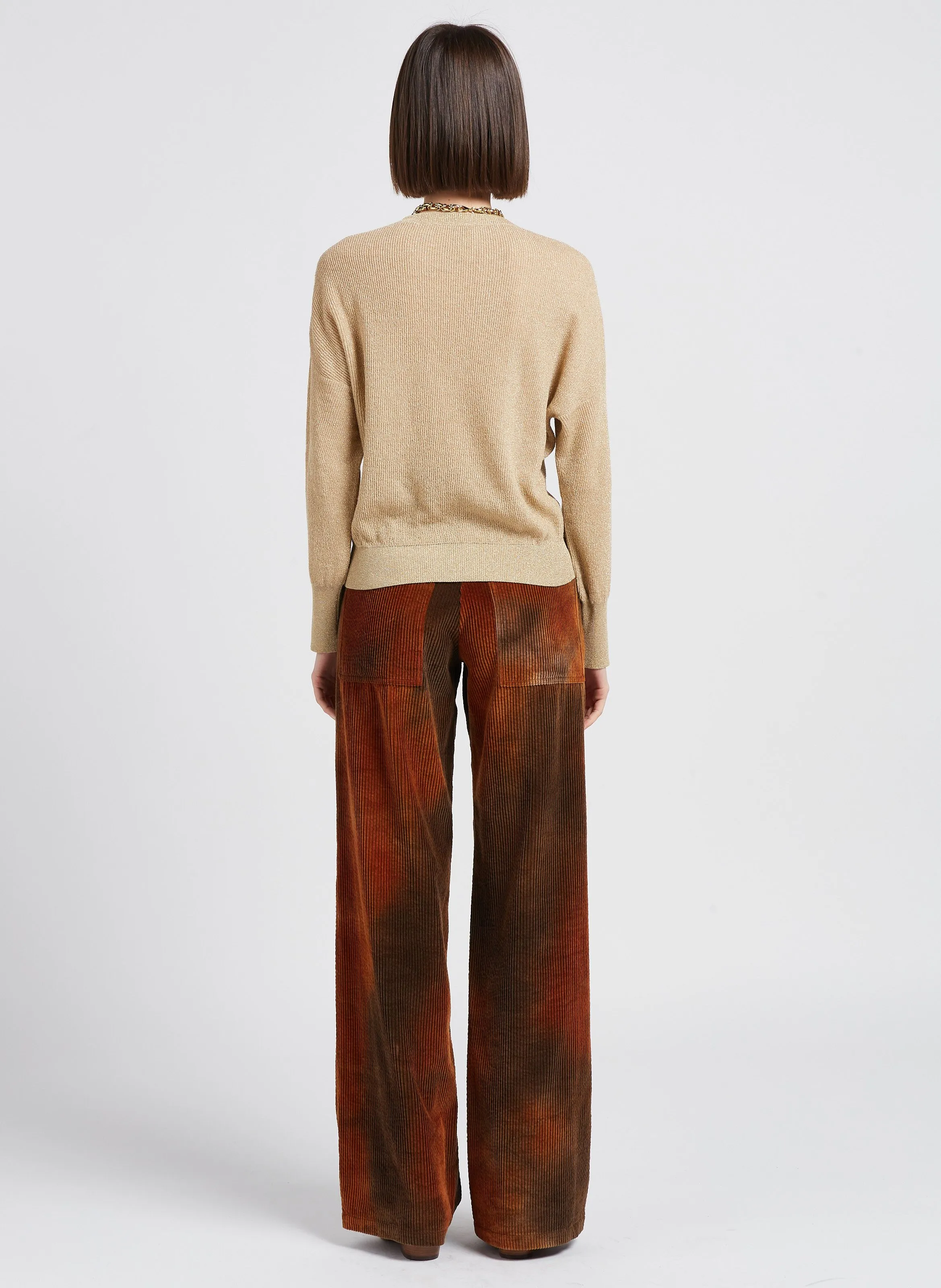  MOMONI   DESIRE - Maglione scollo tondo in maglia metallizzata | Beige