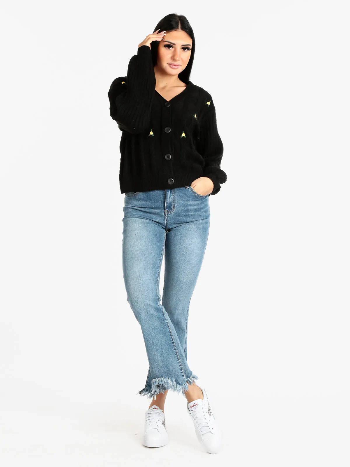 New Collection Cardigan femme à fleurs brodées