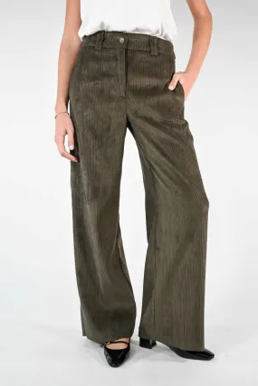 PANTALONE PALAZZO EASY IN VELLUTO A COSTE VERDE