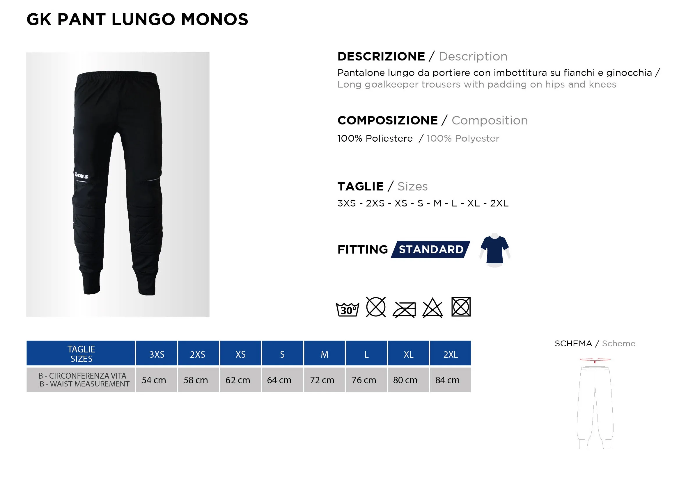 Pantaloni 3/4 da Portiere Monos Zeus Personalizzabile con Numero PS 35193