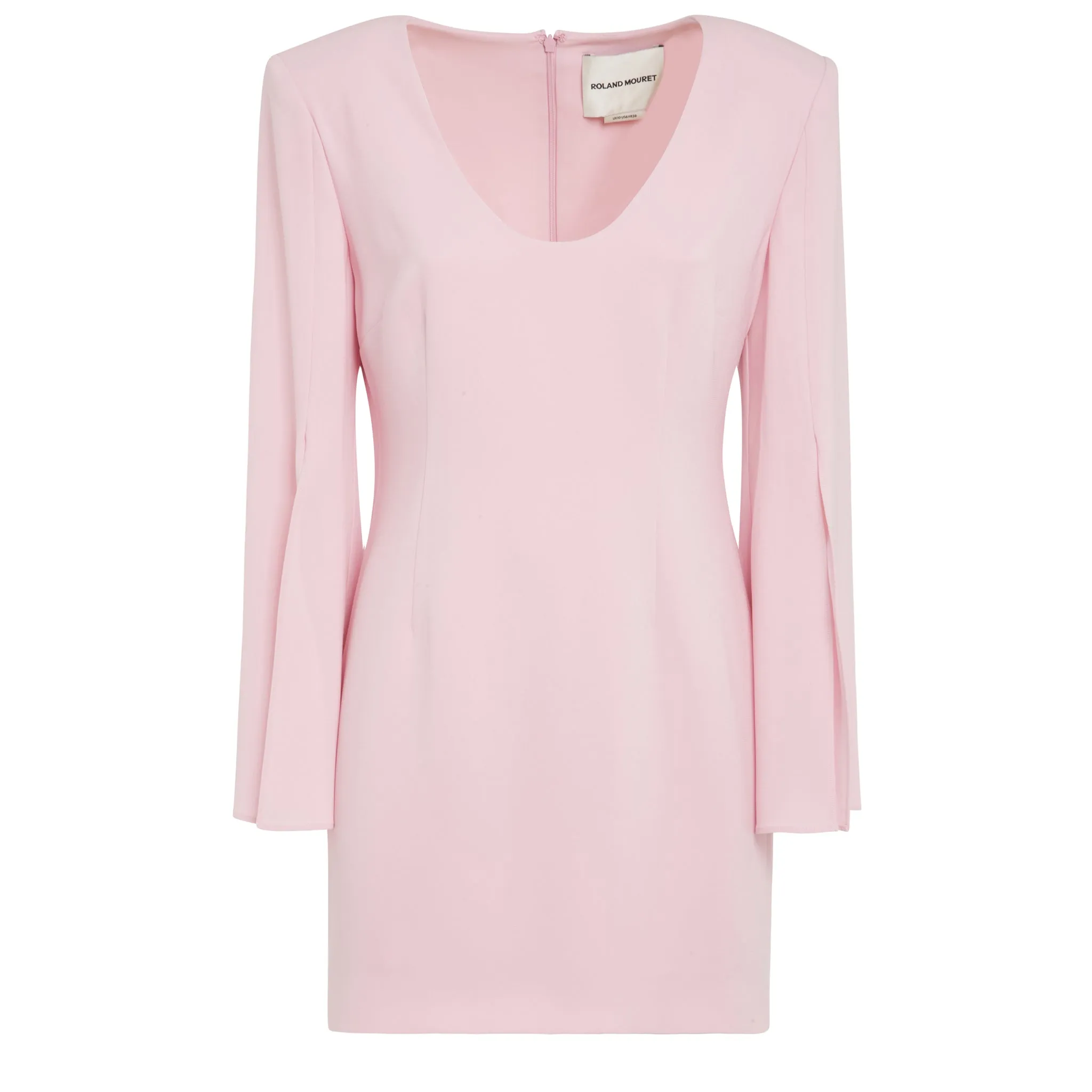 ROLAND MOURET  Abito midi in tessuto rosa