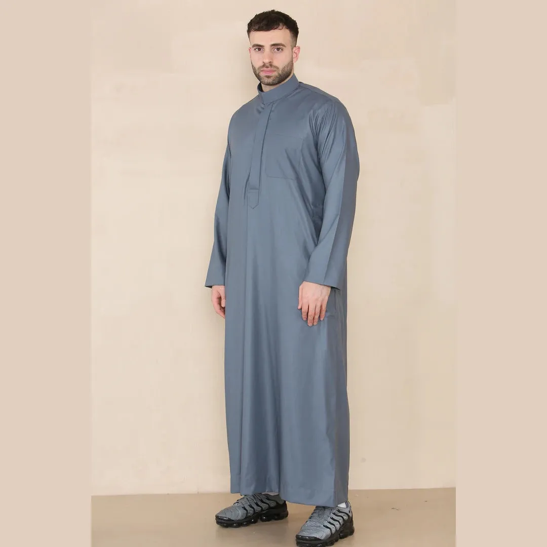 Thobe Jubba da Uomo Colletto Nehru Islamico Musulmano Kaftan Eid Robe Saudi