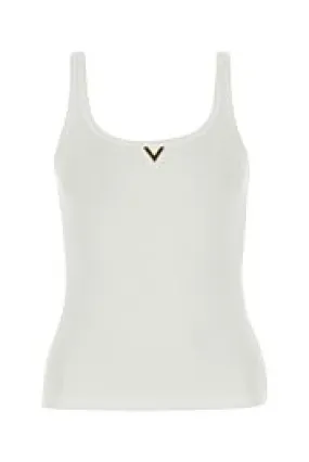 White stretch cotton tank top    