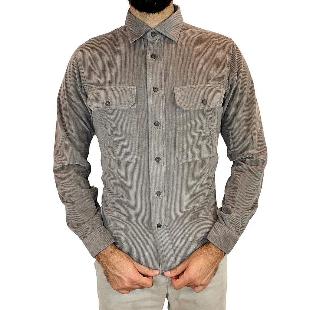 XACUS XACUS Camicia Grigio/fango Uomo in velluto a costine larghe