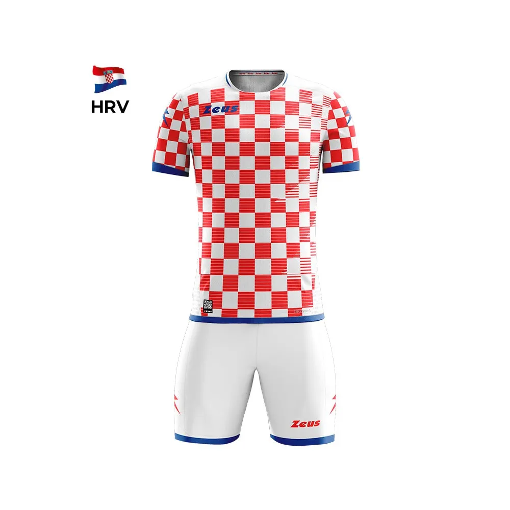 ZEUS - KIT MUNDIAL - MAGLIA E PANTALONCINO - COLORE BIANCO ROSSO SCACCHI. KROAZIA